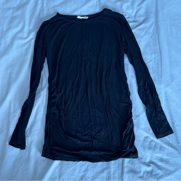 Hello Miz Maternity Round Neck Ruched Long Sleeve Shirt - Medium - Picture 7 of 10